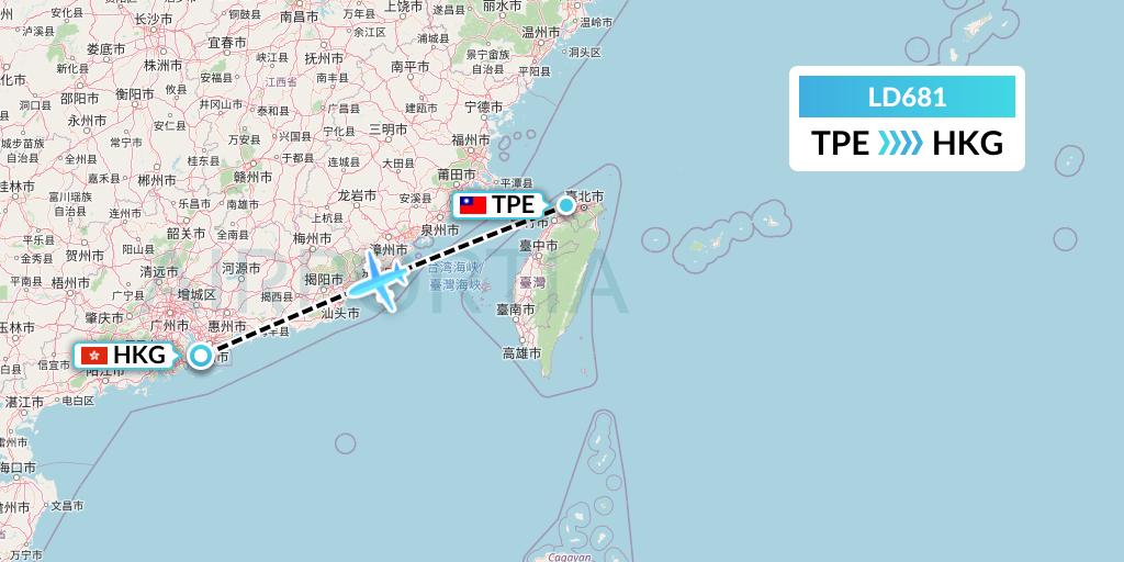 LD681 Air Hong Kong Flight Map: Taipei to Hong Kong