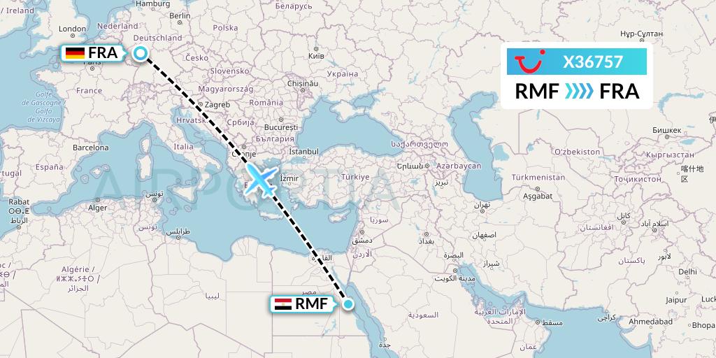 X36757 TUI fly Germany Flight Map: Marsa Alam to Frankfurt