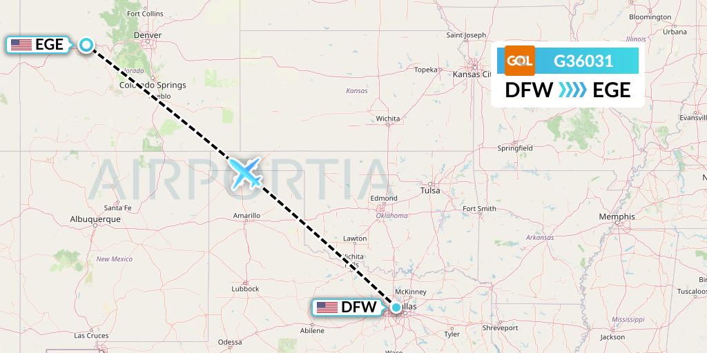 G36031 GOL Transportes Aeros Flight Map: Dallas to Eagle