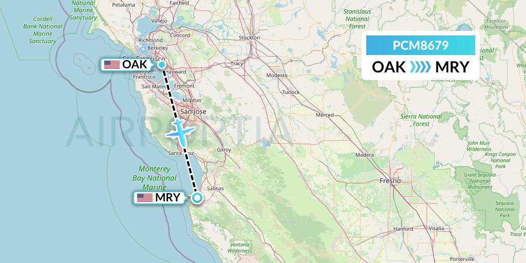 PCM8679 Westair Industries Flight Map: Oakland to Monterey