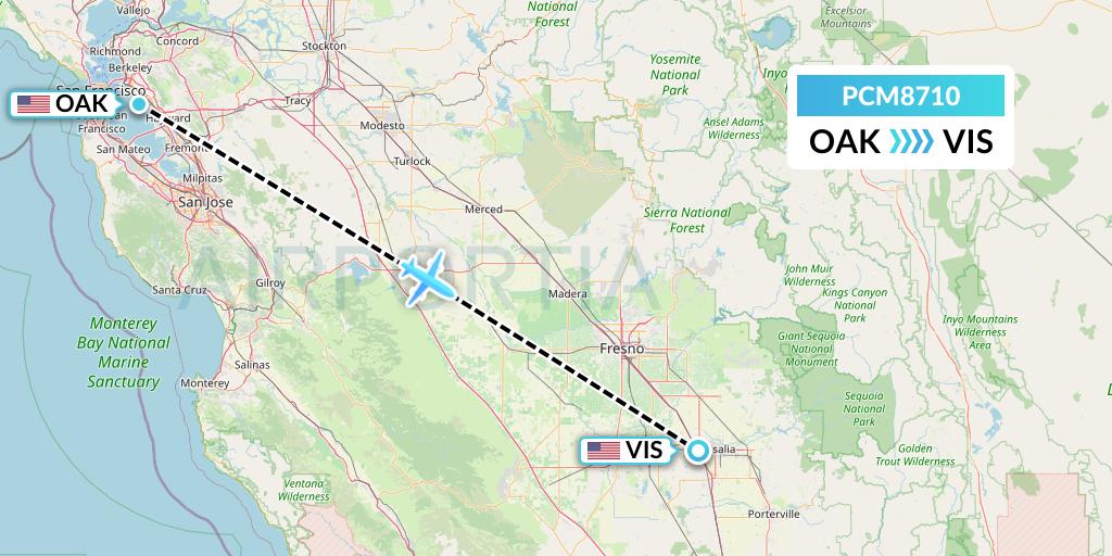 PCM8710 Westair Industries Flight Map: Oakland to Visalia