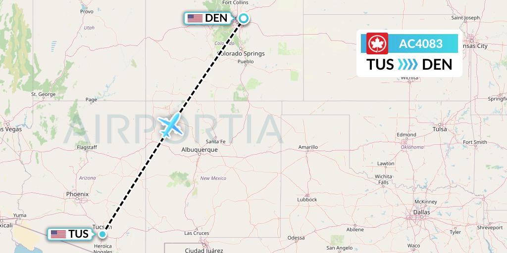AC4083 Air Canada Flight Map: Tucson to Denver
