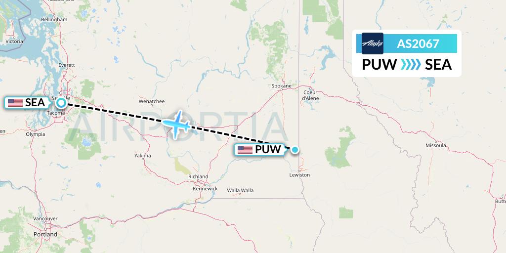 AS2067 Alaska Airlines Flight Map: Pullman to Seattle