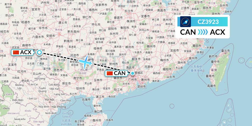 CZ3923 China Southern Airlines Flight Map: Guangzhou to Xingyi