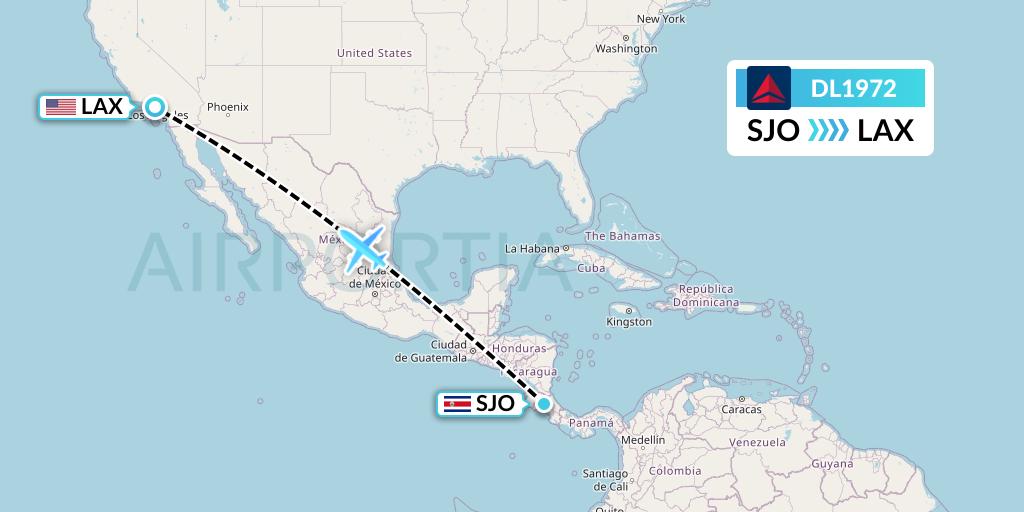 DL1972 Delta Air Lines Flight Map: San Jose to Los Angeles