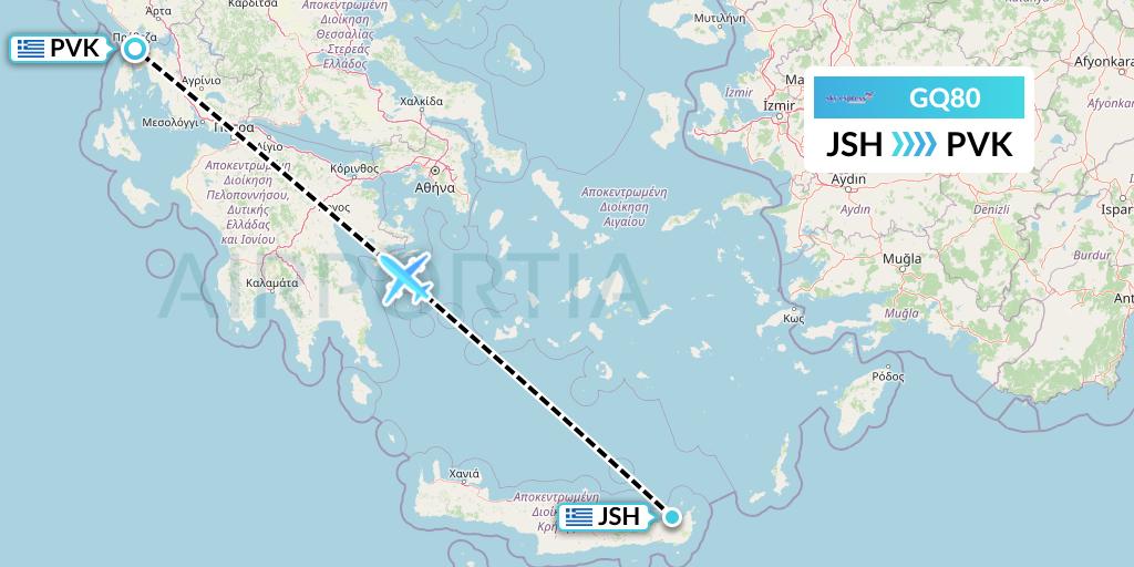GQ80 Sky Express (Greece) Flight Map: Sitia to Preveza