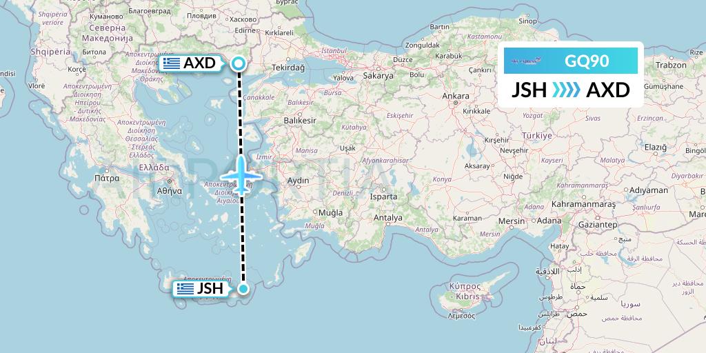 GQ90 Sky Express (Greece) Flight Map: Sitia to Alexandroupolis