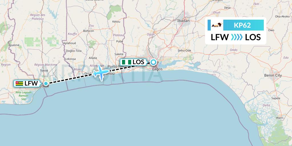 KP62 ASKY Flight Map: Lome to Lagos
