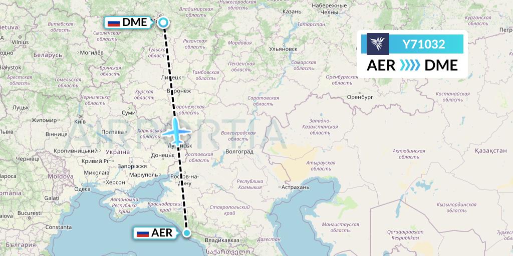 Y71032 NordStar Flight Map: Sochi to Moscow