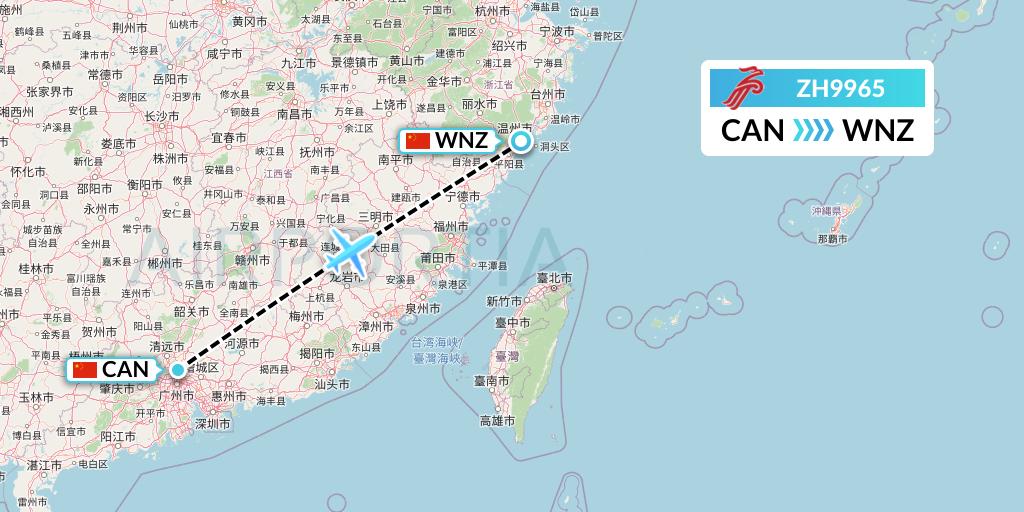 ZH9965 Shenzhen Airlines Flight Map: Guangzhou to Wenzhou