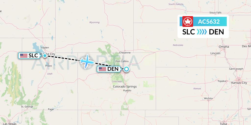 AC5632 Air Canada Flight Map: Salt Lake City to Denver