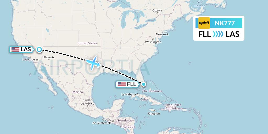 NK777 Spirit Airlines Flight Map: Fort Lauderdale to Las Vegas