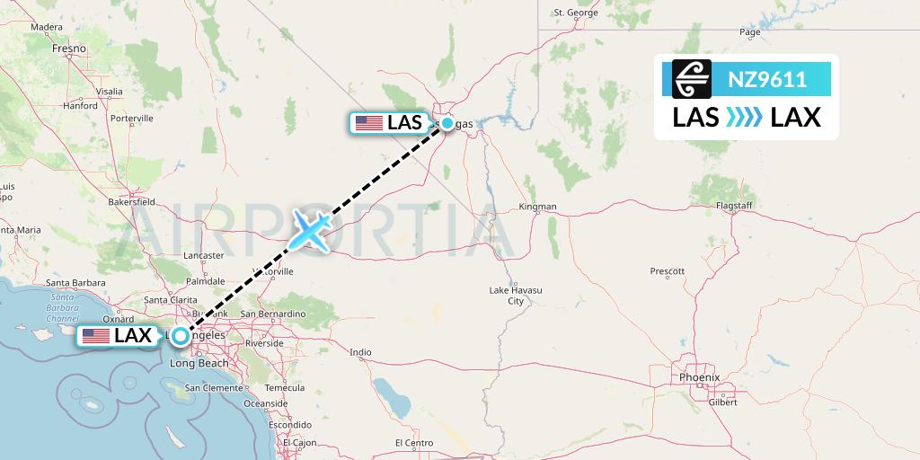 NZ9611 Air New Zealand Flight Map: Las Vegas to Los Angeles
