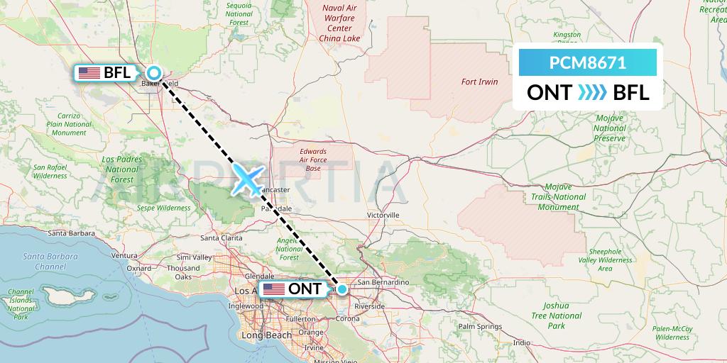 PCM8671 Westair Industries Flight Map: Ontario to Bakersfield