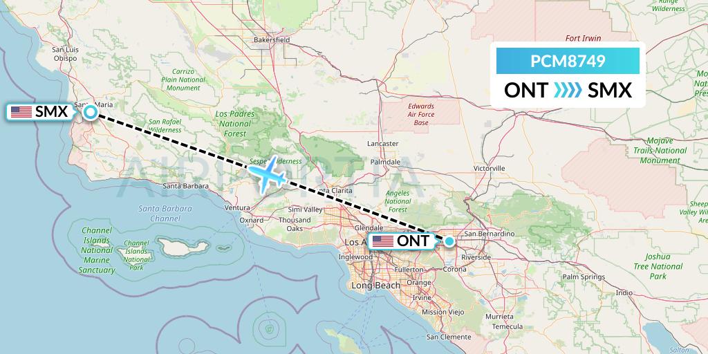 PCM8749 Westair Industries Flight Map: Ontario to Santa Maria