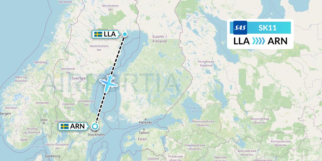 SK11 SAS Flight Map: Lulea to Stockholm
