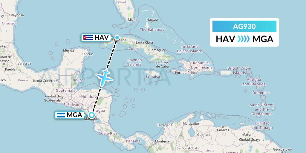 AG930 Flight Status Aruba Airlines Havana to Managua (ARU930)