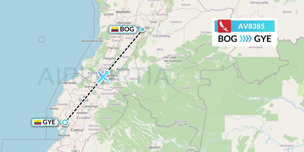 AV8385 Avianca Flight Map: Bogota to Guayaquil
