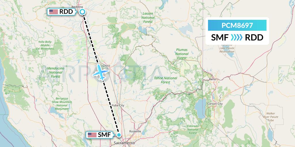 PCM8697 Westair Industries Flight Map: Sacramento to Redding