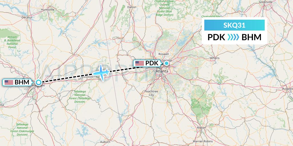 SKQ31 Labcorp Flight Map: Atlanta to Birmingham