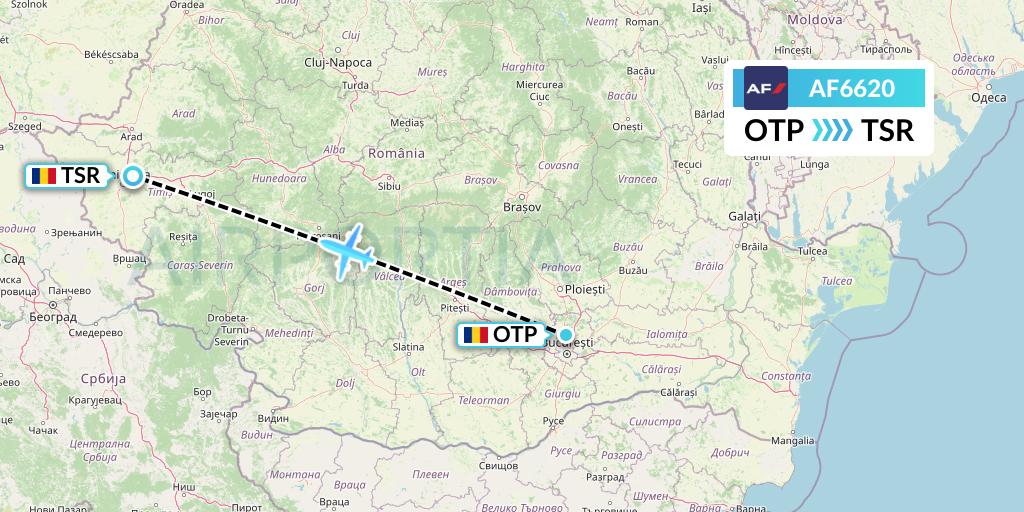 AF6620 Air France Flight Map: Bucharest to Timisoara