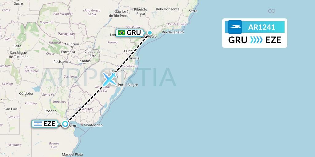 AR1241 Aerolineas Argentinas Flight Map: Sao Paulo to Buenos Aires
