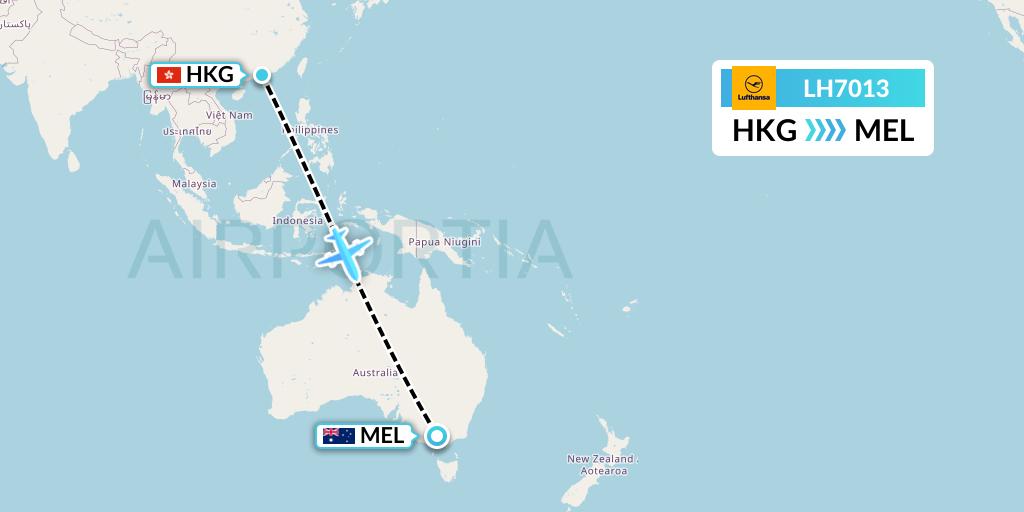LH7013 Lufthansa Flight Map: Hong Kong to Melbourne