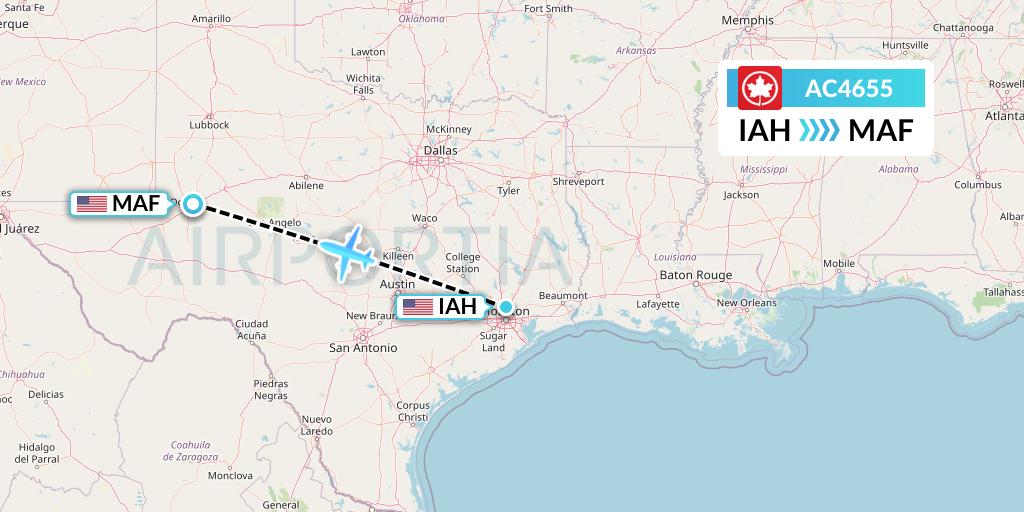 AC4655 Air Canada Flight Map: Houston to Midland