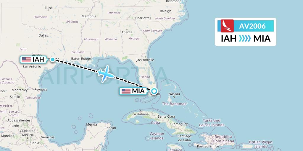AV2006 Avianca Flight Map: Houston to Miami