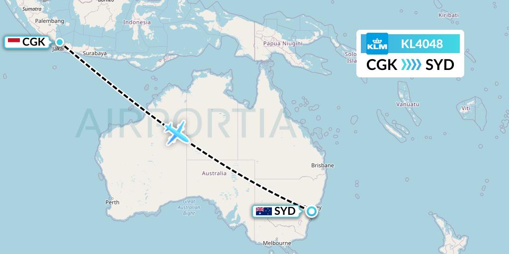 KL4048 KLM Flight Map: Jakarta to Sydney