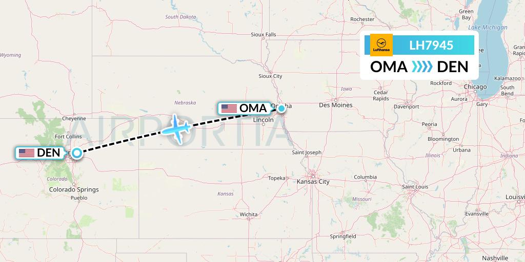 LH7945 Lufthansa Flight Map: Omaha to Denver