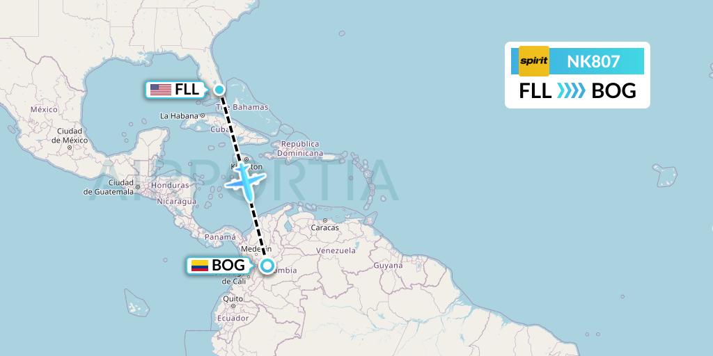 NK807 Flight Status Spirit Airlines Fort Lauderdale to Bogota (NKS807)