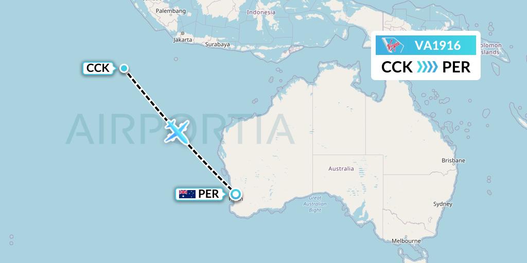 VA1916 Flight Status Virgin Australia Cocos Islands to Perth (VOZ1916)