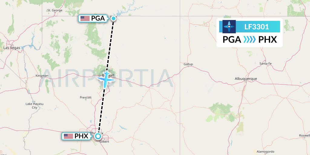 LF3301 Corporate Flight Management Flight Map: Page to Phoenix