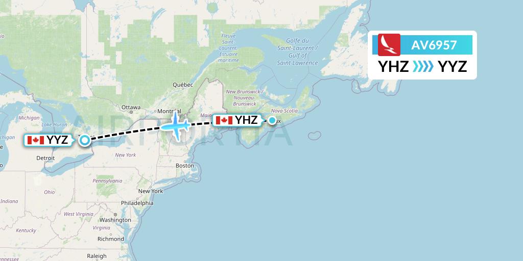 AV6957 Avianca Flight Map: Halifax to Toronto