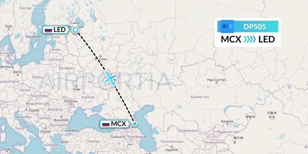 DP505 Pobeda Flight Map: Makhachkala to St. Petersburg