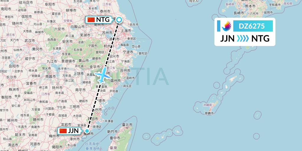 DZ6275 Donghai Airlines Flight Map: Jinjiang to Nantong