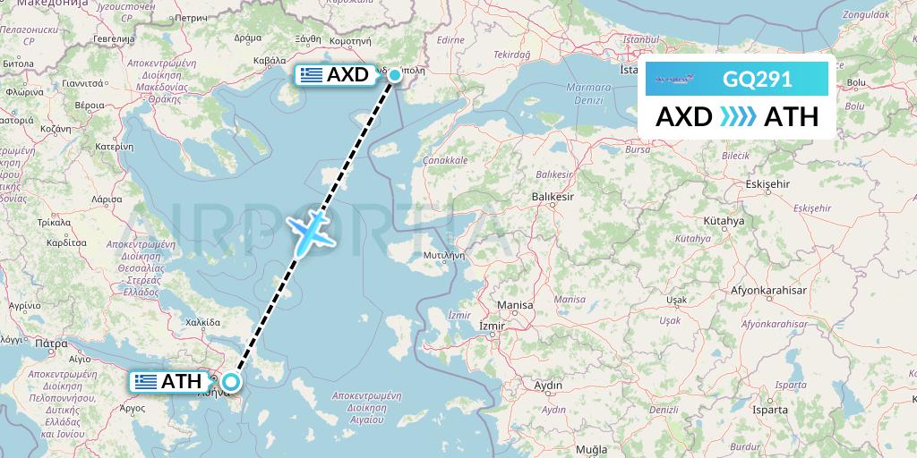 GQ291 Sky Express (Greece) Flight Map: Alexandroupolis to Athens