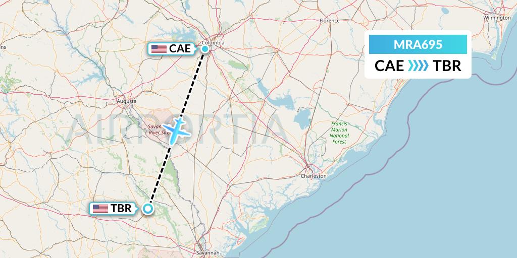 MRA695 Martinaire Flight Map: Columbia to Statesboro