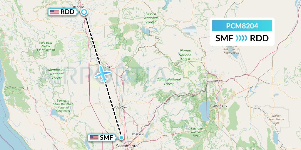 PCM8204 Westair Industries Flight Map: Sacramento to Redding