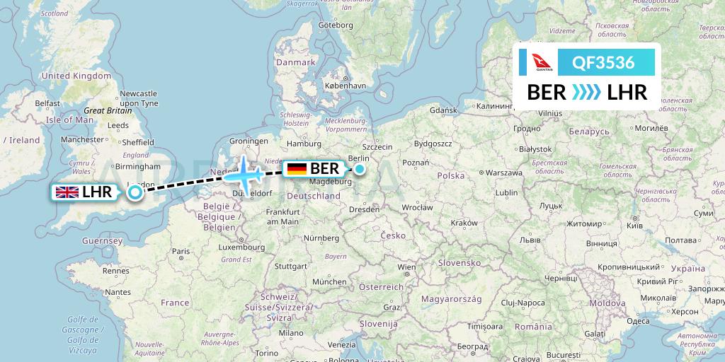 QF3536 Qantas Flight Map: Berlin to London