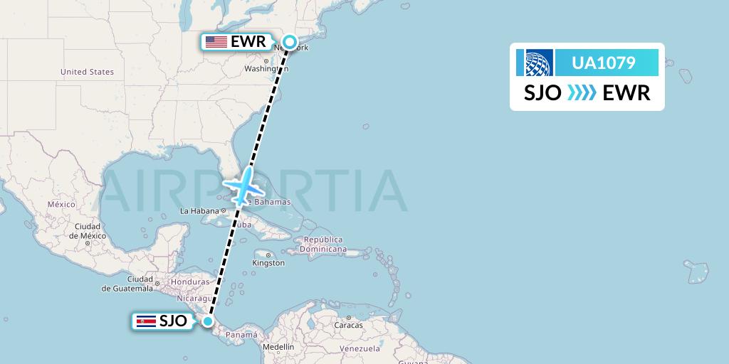 UA1079 United Airlines Flight Map: San Jose to New York