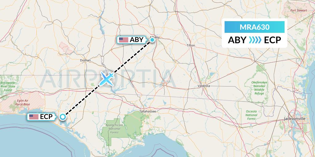 MRA630 Martinaire Flight Map: Albany to Panama City