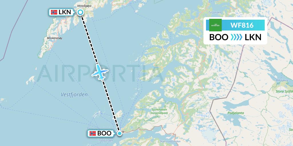 WF816 Wideroe Flight Map: Bodo to Leknes