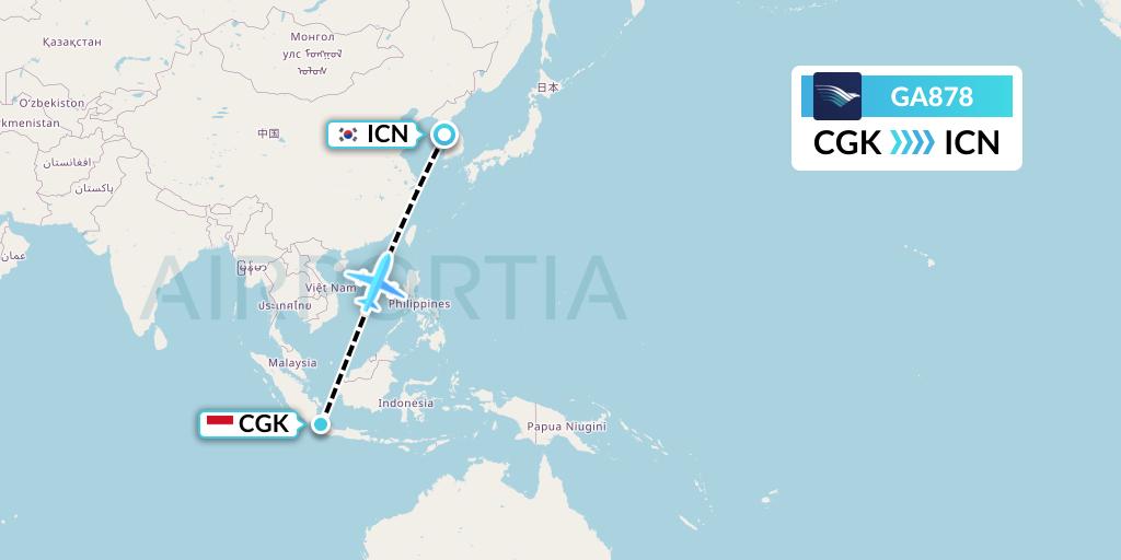 GA878 Garuda Indonesia Flight Map: Jakarta to Seoul