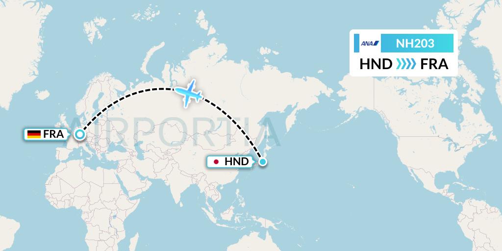 NH203 All Nippon Airways Flight Map: Tokyo to Frankfurt