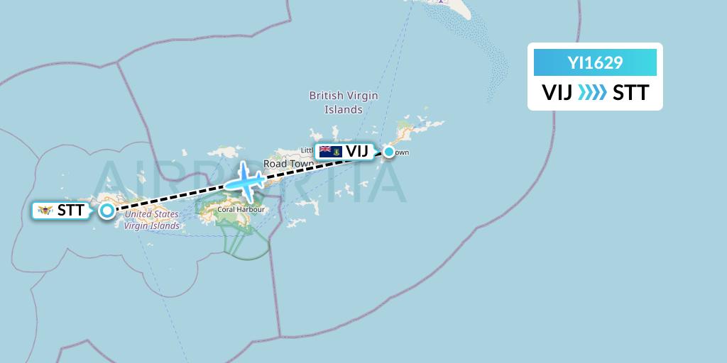 YI1629 Flight Status Air Sunshine Virgin Gorda to St