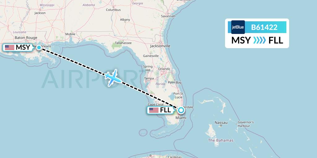 B61422 Flight Status JetBlue Airways New Orleans to Fort Lauderdale