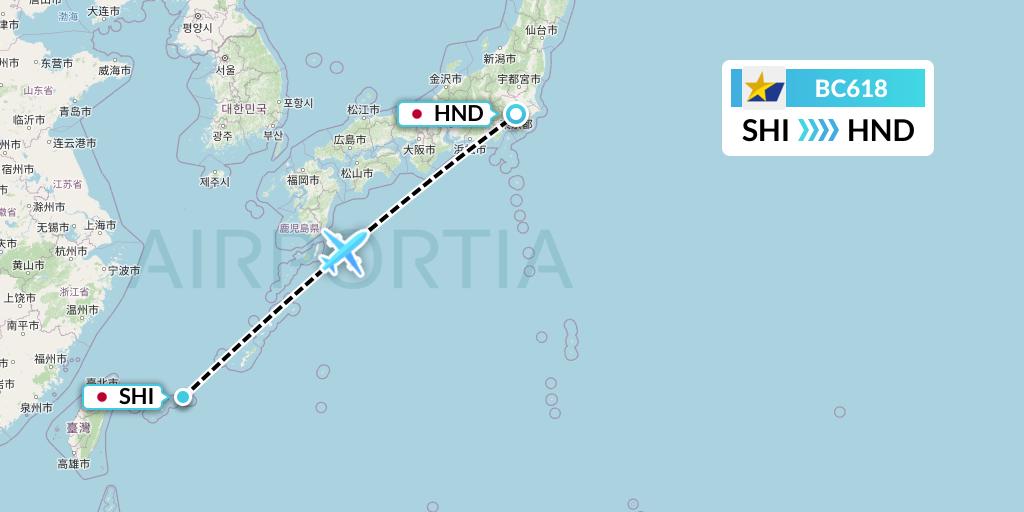 BC618 Skymark Airlines Flight Map: Japan to Tokyo