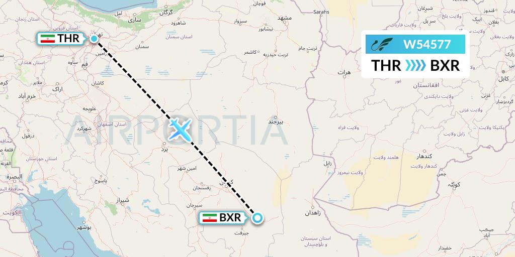 W54577 Mahan Air Flight Map: Tehran to Iran